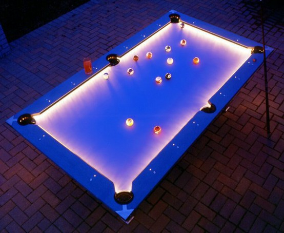 Outdoor lighted pool table 310