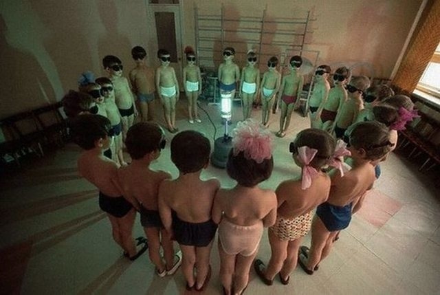 School kids receiving their Vitamin D in Soviet Russia 199 School kids receiving their Vitamin D in Soviet Russia 199