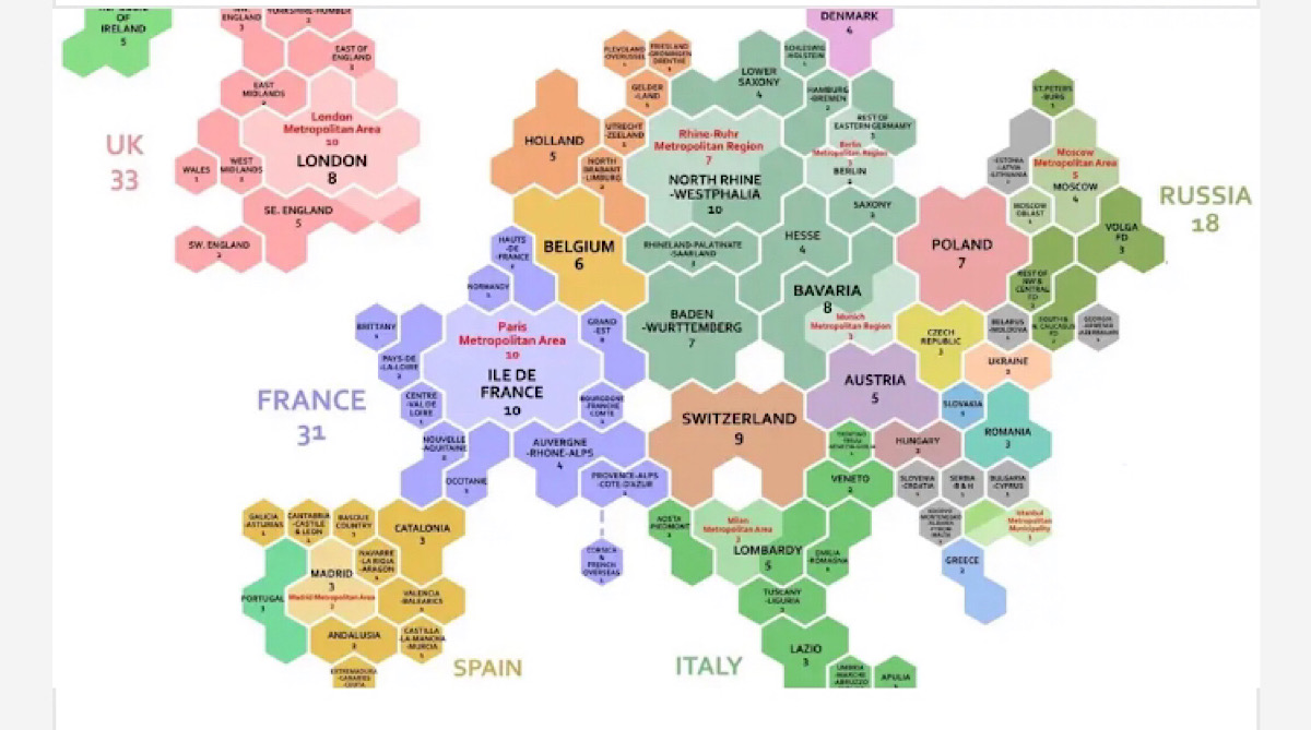 These 1,000 hexagons show how global wealth is distributed